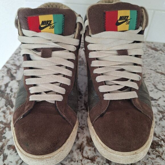 Nike  SB Blazer Elite Rasta  Brown Gray Leather sneakers size 6 US 38,5 EUR - Picture 1 of 9